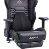 Autofull Chaise Gaming Fauteuil Gamer Ergonomique Chaise Gamer Cuir PU Autofull Chaise Gaming Fauteuil Gamer Ergonomique Chaise Gamer Cuir PU Chaise De Bureau, Hauteur D'assise et Inclinaison du Dossier Réglables,Appui-tête et Support lombair, Repose-Pieds,Noir