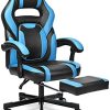 BASETBL Chaise Gaming, Fauteuil Gamer, Chaise de Course Ergonomique, Fauteuil BASETBL Chaise Gaming, Fauteuil Gamer, Chaise de Course Ergonomique, Fauteuil PC Professionnel, Dossier Inclinable, avec Repose-Pied, Appui-Tête, Support Lombaire, Siège de Bureau en PU, Bleu et Noir