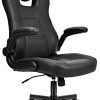 BASETBL Chaise de Bureau, Fauteuil Bureau Pivotante Ergonomique, Chaise Gaming BASETBL Chaise de Bureau, Fauteuil Bureau Pivotante Ergonomique, Chaise Gaming en Cuir PU avec Accoudoir Rabattable, Hauteur Réglable (Noir)