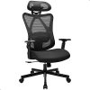 BASETBL Chaise de Bureau, Fauteuil de Bureau, Fauteuil Ergonomique avec BASETBL Chaise de Bureau, Fauteuil de Bureau, Fauteuil Ergonomique avec Appui-Tête, Chaise Réglable en Coussin, Accoudoirs, Dossier et Support Lombaire, Charge Max 150kg (Noir)