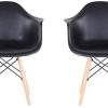 BenyLed Lot de 2 Chaises de Salle à Manger Modernes avec Accoudoir Chaise Latérale avec Pieds en Bois pour Cuisine, Salon, Noir