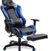 Blackpoolal Gaming Chair Chaise de bureau avec repose-pieds, chaise de Blackpoolal Gaming Chair Chaise de bureau avec repose-pieds, chaise de bureau pivotante avec appuie-tête, coussin lombaire réglable en hauteur, ergonomique, capacité de charge 150 kg (Blue)