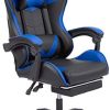 CO-Z Chaise de Gaming, Fauteuil de Gamer, Fauteuil de Bureau CO-Z Chaise de Gaming, Fauteuil de Gamer, Fauteuil de Bureau Racing, Chaise Ergonomique Inclinable avec Appui-Tête et Support Lombaire, Siège de Gaming avec Repose-Pieds (Bleu)