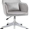 Chaise de bureau velours fauteuil bureau massant coussin lombaire intégré hauteur réglable pivotante 360° gris clair