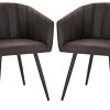 EUGAD Chaises de Salle à Manger Lot de 2 en Tissu Scientifique,Chaise de Loisirs Chaise de café Brun Foncé 0645BY-2