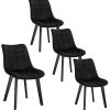 EUGAD Lot de 4 Chaises de Salle à Manger en EUGAD Lot de 4 Chaises de Salle à Manger en Velours et Bois,Chaises Multi-Usage dans la Salon/la Cuisine/la Chambre,0656BY-4 Noir
