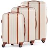 FERGÉ Lot de 3 valises rigides à 4 roulettes doublées Milano Ensemble de Bagages, Ultra léger, empilables mallete Trolley Voyage Beige