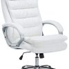 Fauteuil de Bureau Réglable en Hauteur XXL Vancouver Similicuir I Chaise de Bureau à Roulette Rembourrée Confortable avec Accoudoirs I Coul, Couleur:Blanc