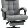 Fauteuil de bureau manager capitonné chaise de bureau inclinable réglable Fauteuil de bureau manager capitonné chaise de bureau inclinable réglable ergonomique repose-pied rétractable tétière lin gris