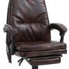 Fauteuil de bureau massant avec repose-pieds amovible - 65,5L x Fauteuil de bureau massant avec repose-pieds amovible - 65,5L x 50l x 120,5-128,5H cm - marron