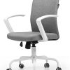 Hbada Chaise de Bureau à roulettes, Fauteuil Pivotant de Conception Hbada Chaise de Bureau à roulettes, Fauteuil Pivotant de Conception Ergonomique, Siège en Tissu Respirant pour Maison et Bureau, Hauteur Réglable, Blanc