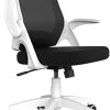Hbada Chaise de Bureau avec Accoudoirs Pliables, Fauteuil Ergonomique en Hbada Chaise de Bureau avec Accoudoirs Pliables, Fauteuil Ergonomique en Maille Respirante, Siège avec Dossier Inclinable, Pivotant à 360 °,Hauteur Réglable, Blanc