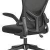 Hbada Chaise de Bureau avec Accoudoirs Pliables et Support Lombaire, Hbada Chaise de Bureau avec Accoudoirs Pliables et Support Lombaire, pour Étude ou Travail, Fauteuil d'Ordinateur Ergonomique, Siège Pivotant en Maille Respirante, Hauteur Réglable, Noir