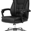 Hbada Chaise de Bureau avec Dossier et Coussin Ergonomiques, Fauteuil Hbada Chaise de Bureau avec Dossier et Coussin Ergonomiques, Fauteuil en Similicuir avec Fonction Inclinable, Siège Pivotant pour Maison ou Bureau, Hauteur Réglable, Noir sans Repose-Pied