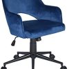 MEUBLE COSY Chaise de Bureau Ergonomique avec Accoudoirs Fauteuil Ordinateur Hauteur Réglable Velours Bleu et Base Noir