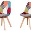 N/A Lot de 2 chaises de salle à manger tapissées N/A Lot de 2 chaises de salle à manger tapissées patchwork rétro salle à manger cuisine chambre chaise de bureau (avec pieds en hêtre massif)