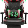 SITMOD Chaise Gaming Fauteuil Gamer Ergonomique Cuir PU Chaise Racing de Jeu avec Repose-Pied Chaises Gaming de Bureau avec Support Lombaire pour Massage Chaises Gamer,Rouge