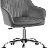 SONGMICS Chaise de bureau avec surface en tissu velours, Fauteuil SONGMICS Chaise de bureau avec surface en tissu velours, Fauteuil pivotant, Siège ergonomique, rembourrage en mousse, hauteur réglable, Gris Clair OBG012G01