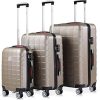 Set de 3 valises rigides Champagne Or 4 Roues 360° Set de 3 valises rigides Champagne Or 4 Roues 360° Bagage 2 poignées de Transport Plastique ABS Serrure Cadenas à Combinaison Malle Voyage léger Vacances