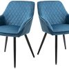 Sigtua Lot de 2 Chaises De Salle à Manger, Chaise Sigtua Lot de 2 Chaises De Salle à Manger, Chaise De Salle à Manger Rembourrée en Velours avec Accoudoir Et Dossier (Blu, Velours)