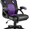 TecTake 800770 Chaise Fauteuil Siège de Bureau Hauteur Réglable Sportive Gamer - diverses Couleurs au Choix - (Noir-Pourpre | No. 403460)
