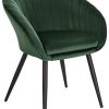 WOLTU 1 pièce Chaise de Salle à Manger rembourrée en Velours Pieds en métal,Chaise de réception Couleur Vert Foncé BH244dgn-1