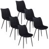 WOLTU 6X Chaise de Salle à Manger Chaise Design Moderne Assise en Velours Bien rembourrée Cadre en métal,Noir BH142sz-6