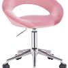 WOLTU BS100rs,1 Chaise de Bureau Tabouret Roulant avec Velours Assise,Tabouret WOLTU BS100rs,1 Chaise de Bureau Tabouret Roulant avec Velours Assise,Tabouret de Travail Fauteuil de Bureau pivotant et réglable,Rose