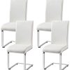 Yaheetech 4 Chaises de Salle à Manger Cuisine Siège Plus Yaheetech 4 Chaises de Salle à Manger Cuisine Siège Plus épais de 7 cm Piètement Acier Chromé Revêtement Similicuir 47cm de Hauteur Assise Blanche