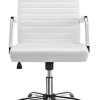 Yaheetech Chaise de Bureau Ergonomique Fauteuil de Bureau Confortable Cuir Yaheetech Chaise de Bureau Ergonomique Fauteuil de Bureau Confortable Cuir PU avec Siège Rembourrée Pivotante Dossier Haut Inclinable Blanche