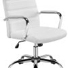Yaheetech Chaise de Bureau Ergonomique Fauteuil de Bureau Cuir PU Yaheetech Chaise de Bureau Ergonomique Fauteuil de Bureau Cuir PU avec Siège Dossier Rembourré Hauteur Réglable Inclinable Pivotantes Blanche