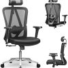 mfavour Chaise de Bureau Pivotante Siège Confortable Fauteuil de Bureau mfavour Chaise de Bureau Pivotante Siège Confortable Fauteuil de Bureau Ergonomique avec 3D Accoudoirs, Hauteur Apui-tête Soutien Lombaire Dossier Règalable - Charge Max. 200kg
