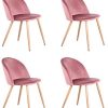 BenyLed Lot de 4 Chaises de Salle à Manger Rembourrées BenyLed Lot de 4 Chaises de Salle à Manger Rembourrées avec Dossier en Velours Doux et Pieds Réglables en Métal Style Bois (Rose)