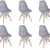 WV LeisureMaster Lot de 6 Chaises Blanches de Salle à Manger Chaise de Cuisine avec Pieds en Bois,Gris