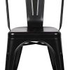 N/Q Lot de 4 Chaises de Salle à Manger Style Industriel Chaise Métal Empilable Intérieur/Extérieur (Noir)