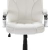 31-hUcDx4L._AC_.jpg VS Venta-stock Fauteuil de Bureau à Hauteur réglable et inclinable Nixon tapissé en Similicuir, Couleur Blanche, métal chromé.
