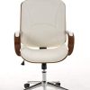 CLP Fauteuil De Bureau Ergonomique Dayton Similicuir I Assise Rembourrée I Chaise De Bureau Réglable en Hauteur avec Accoudoirs Et roulettes, Couleur:Noyer/Blanc