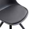 IDIMEX Lot de 4 chaises de Salle à Manger RETO Style scandinave Design Nordique avec piètement en Bois Massif de Coloris Noir, siège Coque en Plastique Gris