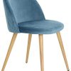 Lot de 2/4/6 Chaises en Velours Style Scandinave Pieds en Métal Chaise de Salle à Manger (Bleu, 2)