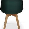 RED DECO Lot de 4 chaises de Salle à Manger scandinaves Pieds Bois hêtre LAGOM Assise Simili Cuir Vert foncé