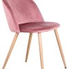 319XendSOcL._AC_.jpg BenyLed Lot de 4 Chaises de Salle à Manger Rembourrées avec Dossier en Velours Doux et Pieds Réglables en Métal Style Bois (Rose)