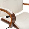 CLP Fauteuil De Bureau Ergonomique Dayton Similicuir I Assise Rembourrée I Chaise De Bureau Réglable en Hauteur avec Accoudoirs Et roulettes, Couleur:Noyer/Blanc