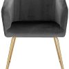 WOLTU 1 Chaise de Salle à Manger Chaise de Cuisine Chaise Salon en Velours,Fauteuil Chaise Pieds en métal doré,Gris Foncé BH271dgr-1