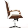 CLP Fauteuil De Bureau Ergonomique Dayton Similicuir I Assise Rembourrée I Chaise De Bureau Réglable en Hauteur avec Accoudoirs Et roulettes, Couleur:Noyer/Blanc