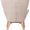 Chaise Lounge Durham en Tissu I Chaise Fauteuil pour Salon Ou Salle A Manger I Piètement en Bois I Design Scandinave, Couleur:crème