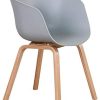 BenyLed Lot de 4 Chaises de Salle à Manger Scandinave Design Rétro Chaise D'appoint avec Pieds en Bois de Chêne et Assise en Polypropylène (Gris)