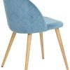Lot de 2/4/6 Chaises en Velours Style Scandinave Pieds en Métal Chaise de Salle à Manger (Bleu, 2)