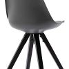 IDIMEX Lot de 4 chaises de Salle à Manger RETO Style scandinave Design Nordique avec piètement en Bois Massif de Coloris Noir, siège Coque en Plastique Gris