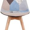 Lot de 4 chaises de salle à manger ergonomiques simples en coton et lin Patchwork bois massif pour cuisine, salon, bureau (gris, 4)