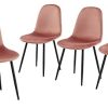 BAÏTA Lot de 4 chaises Lena en Velours Rose, 44x52x86cm